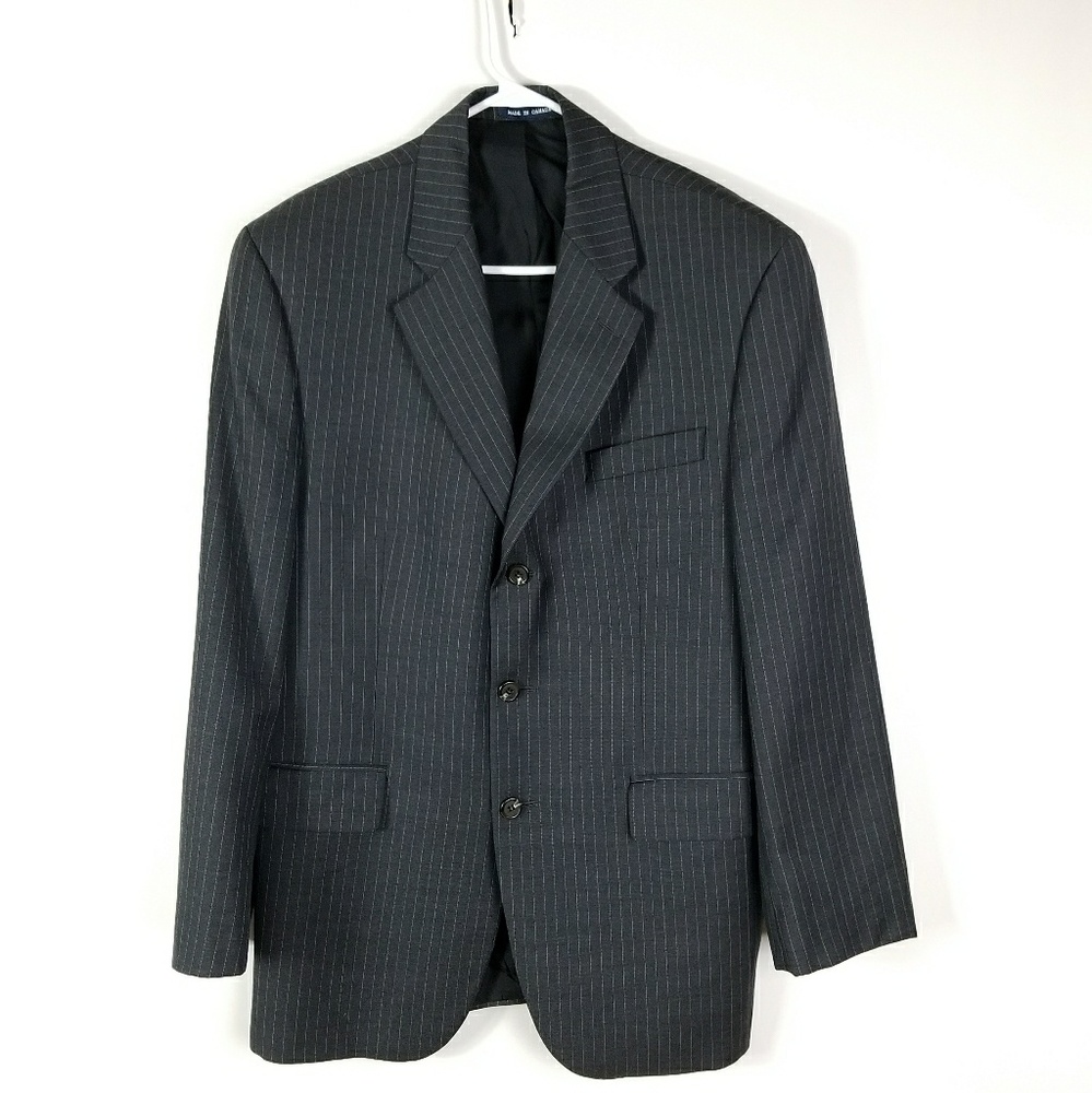 Chaps mens suit size 41R 100% wool dark gray - Picture 1 of 6
